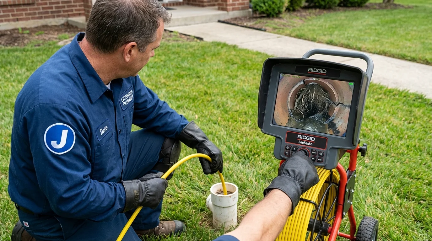 Sewer camera inspection being performed by Johns Plumbing LLC in Meredith